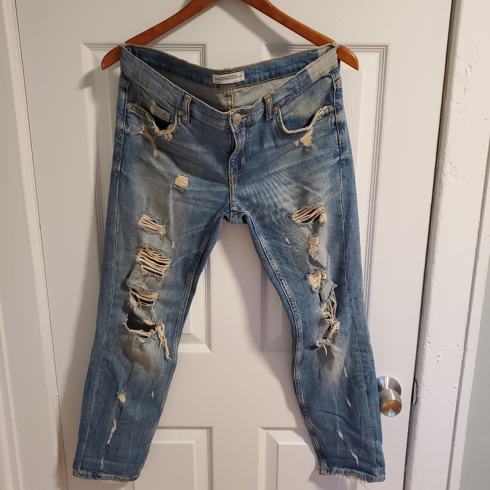 Zara Woman Premium Collection distressed crop